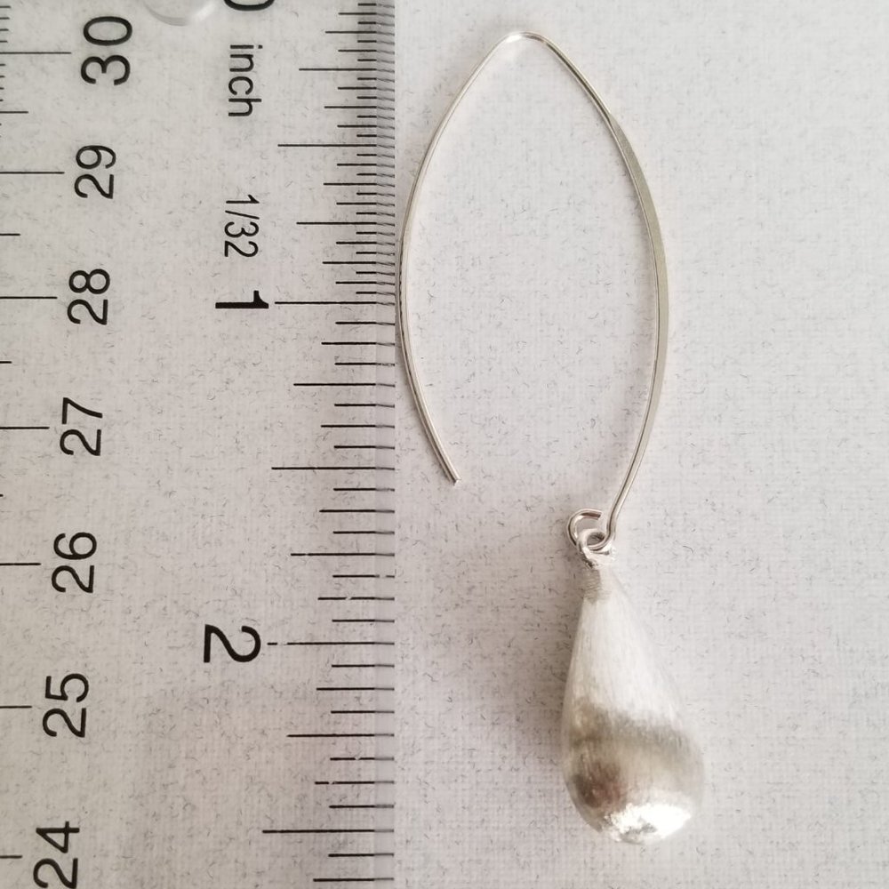 Solid 925 Sterling Silver Wire Dangle Drop Brushe… - image 7